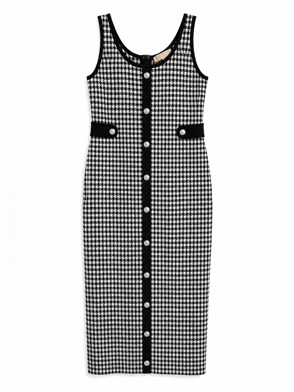 Michael Kors Houndstooth Sleeveless Midi Dress
Button Front Black White Size M